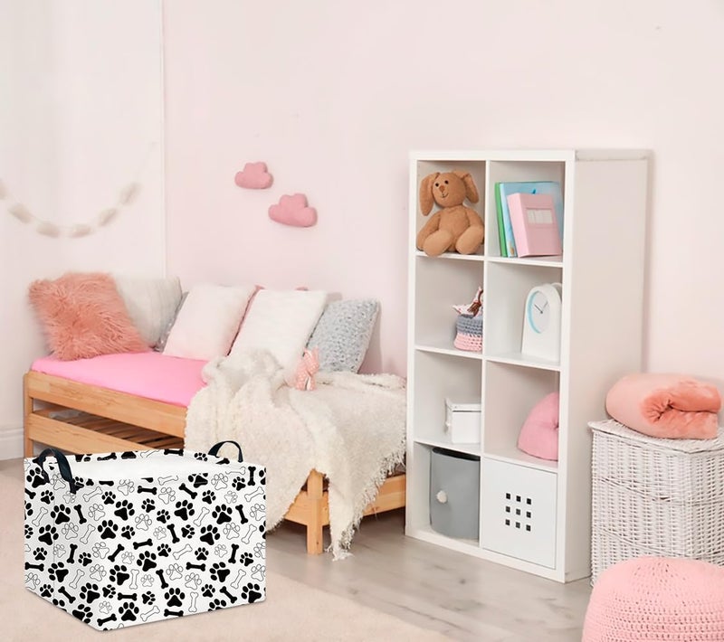 CLOCOR Rectangular Storage Basket,Collapsible Fabric Storage Container,Waterproof Toy Bin with Handles,Gift Basket(Paw) - Image 2